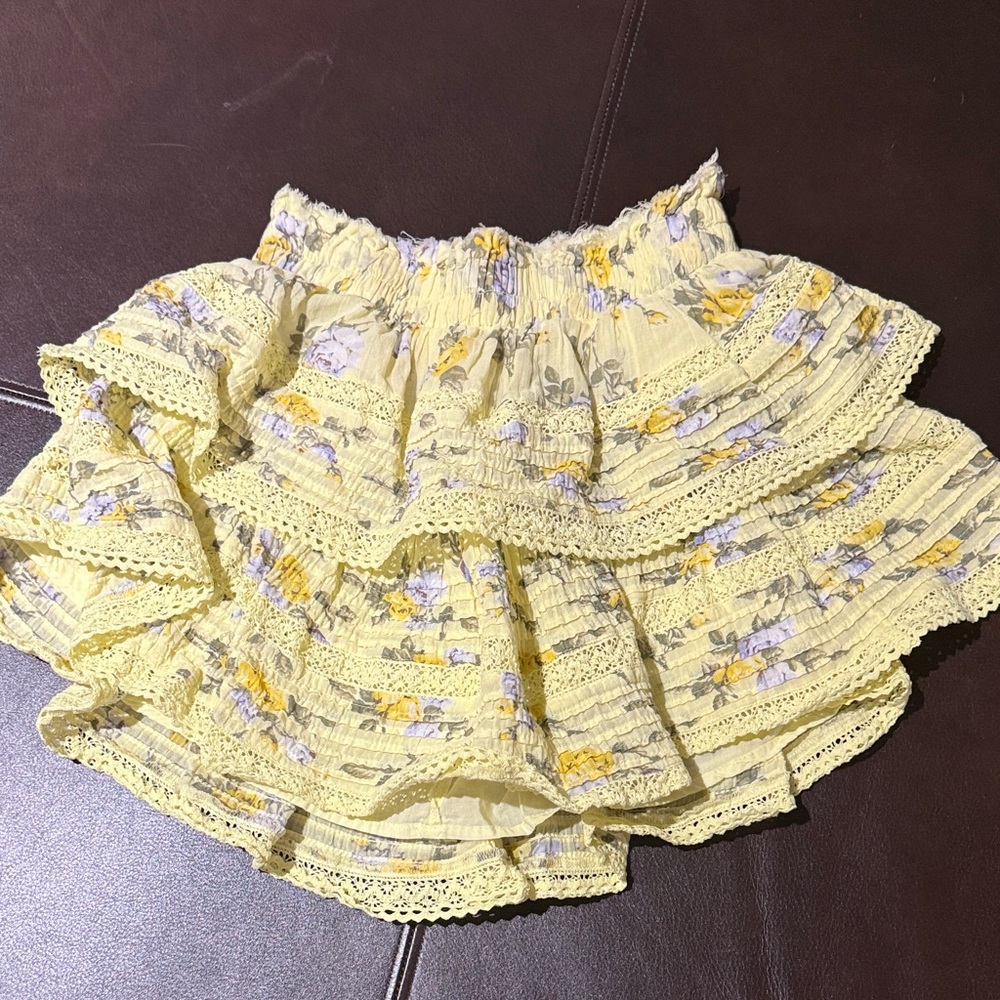 Floral aerie Yellow Ruffled Skirt